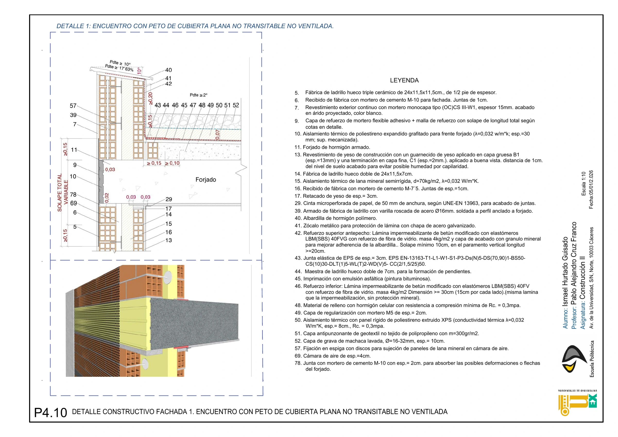Construcción II · Encuentro de cubierta